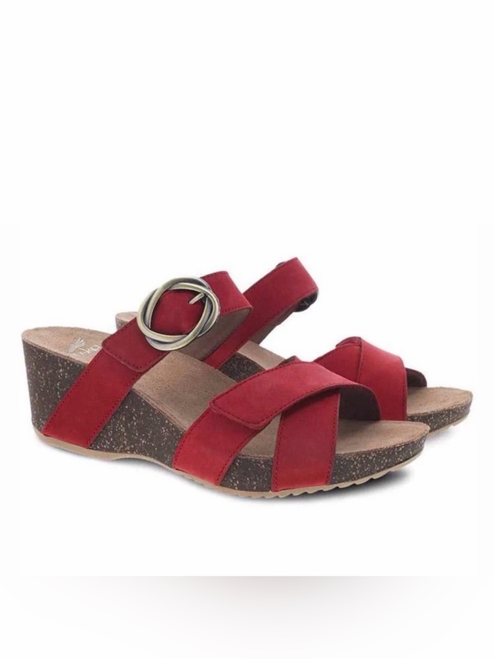 Dansko Red Susie Leather Women's Wedge Slide Sandals Size 39